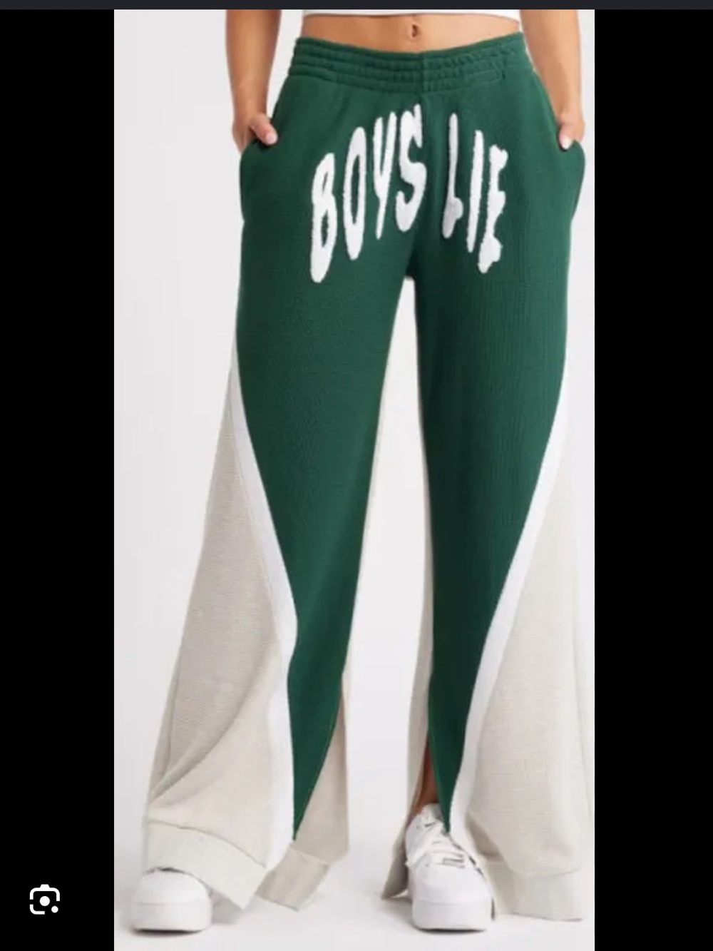 BOYS LIE Forest Green and Cream Colorblock Joggers